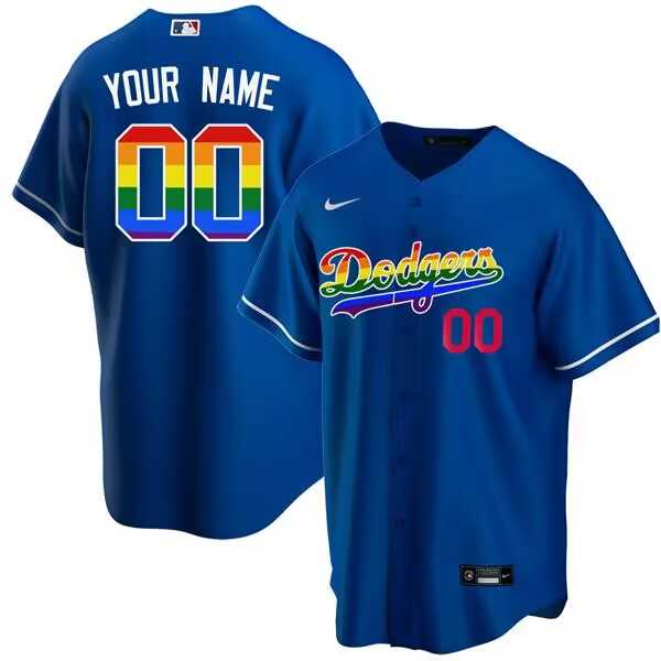 Men%27s Los Angeles Dodgers Customized Blue Cool Base Stitched Baseball Jersey